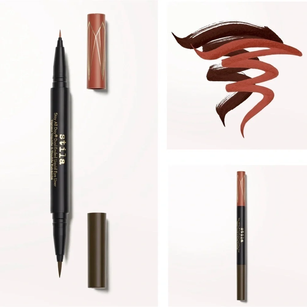 Stila Stay All Day Dual Eyeliner-Origina/Micro (Drk Brwn & Amber) NIB .033 oz
